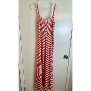 Anthropologie Red and White Striped Maxi Dress